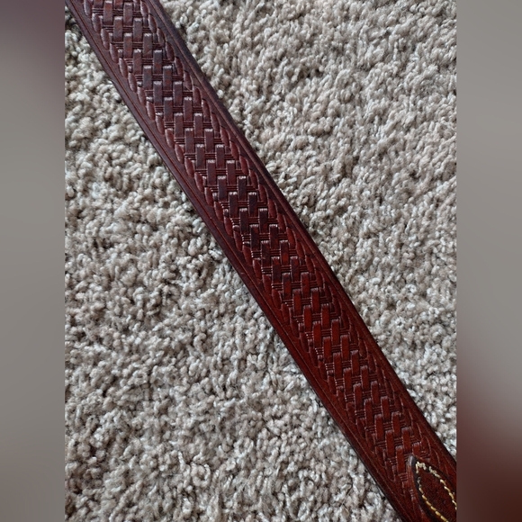 Triple K Deluxe Brown Leather Ranger Belt 53A-36 with Brass Buckle - Picture 7 of 14